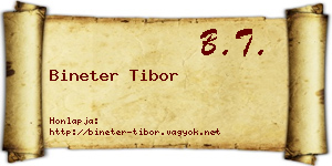 Bineter Tibor névjegykártya